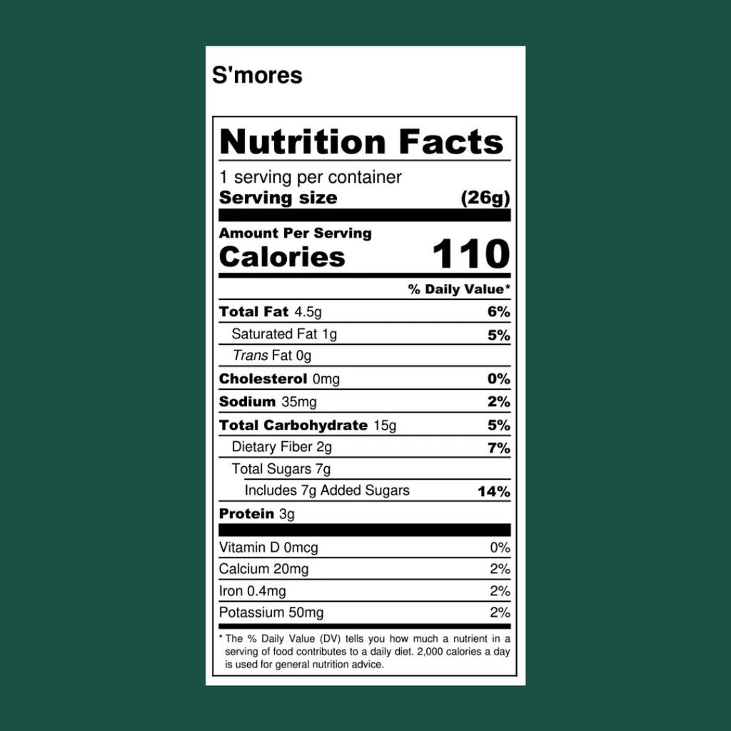 Verb Energy Caffeinated Snack Bar S'mores Nutrition Facts- Add to your Oh Goodie snack box today