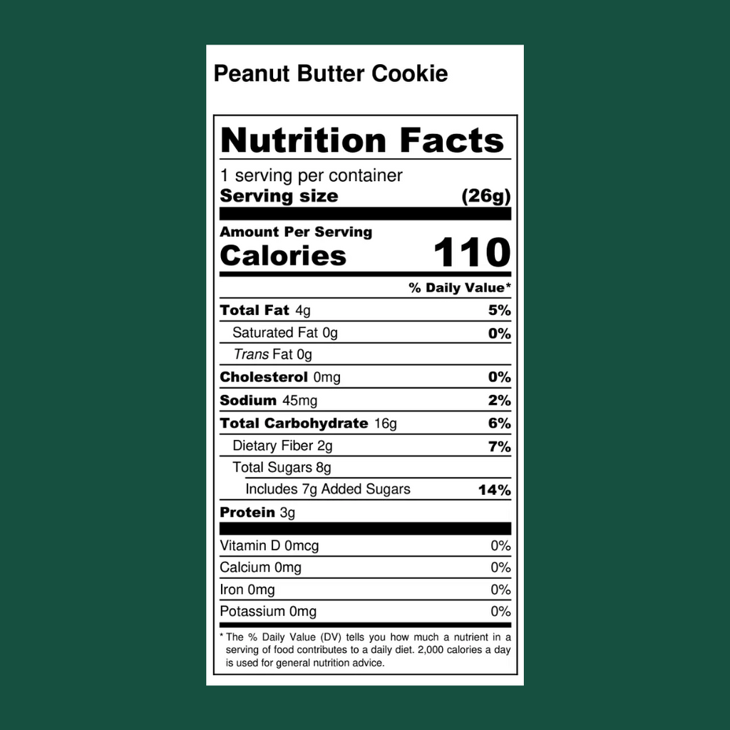 Verb Energy Caffeinated Snack Bar Peanut Butter Cookie Nutrition Facts - Add to your Oh Goodie snack box today