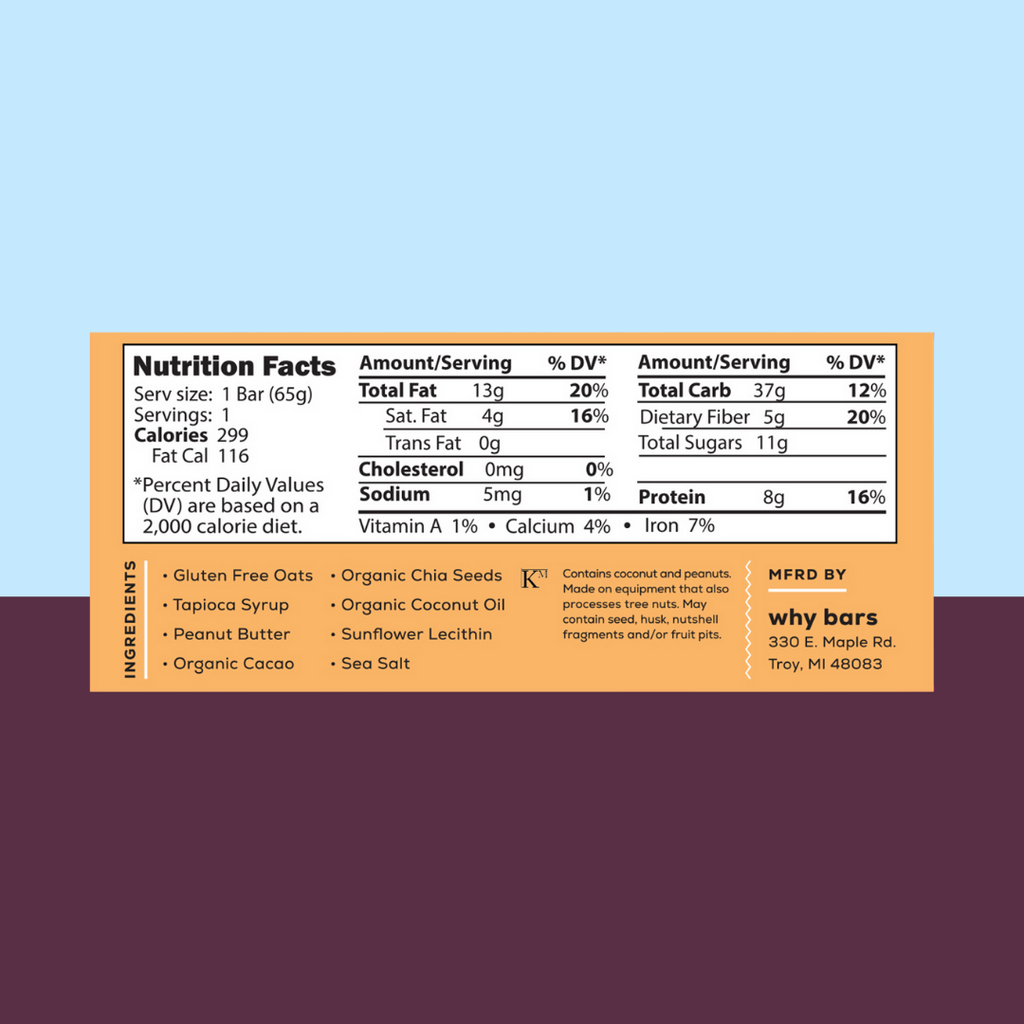 Why Bars Choco Peanut Butter Nutrition Information
