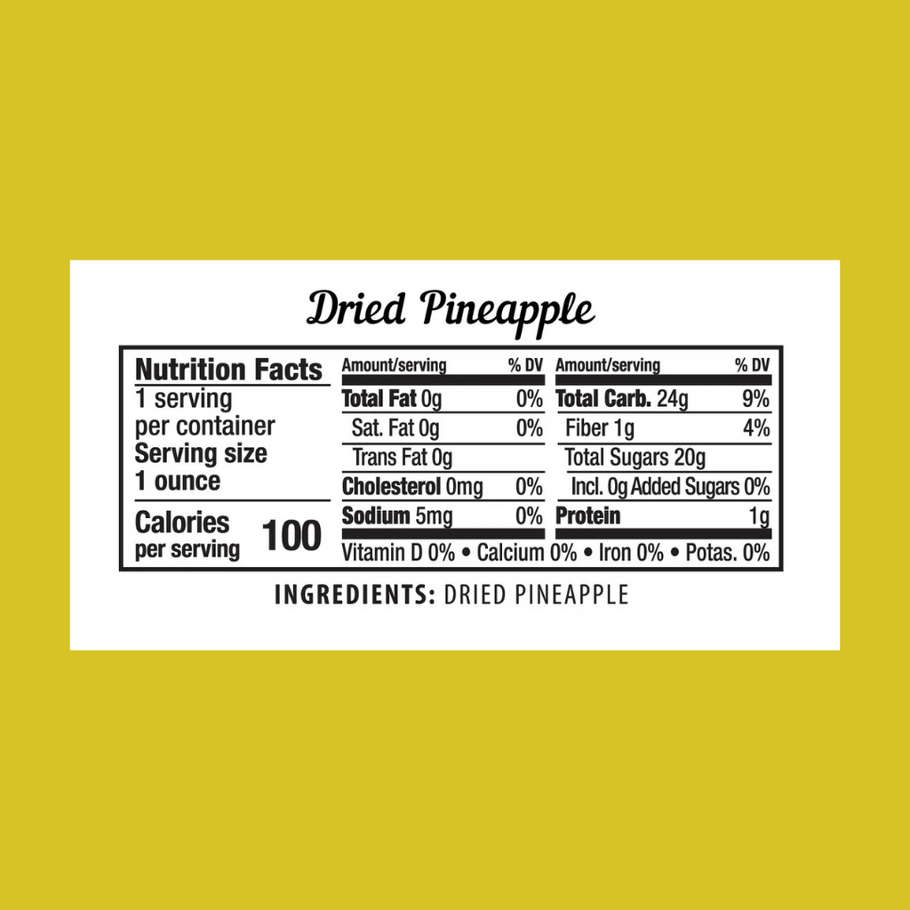 Sigona Fruit For Thought Organic Dried Pineapple Nutrition Facts - add to your oh goodie snack box today