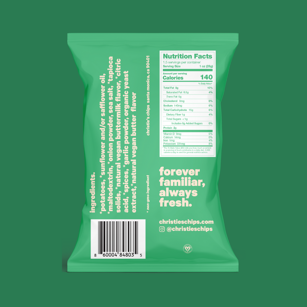 Christie's Sour Cream and Wild Onion Potato Chips Nutrition Facts - Add to your Oh Goodie snack box