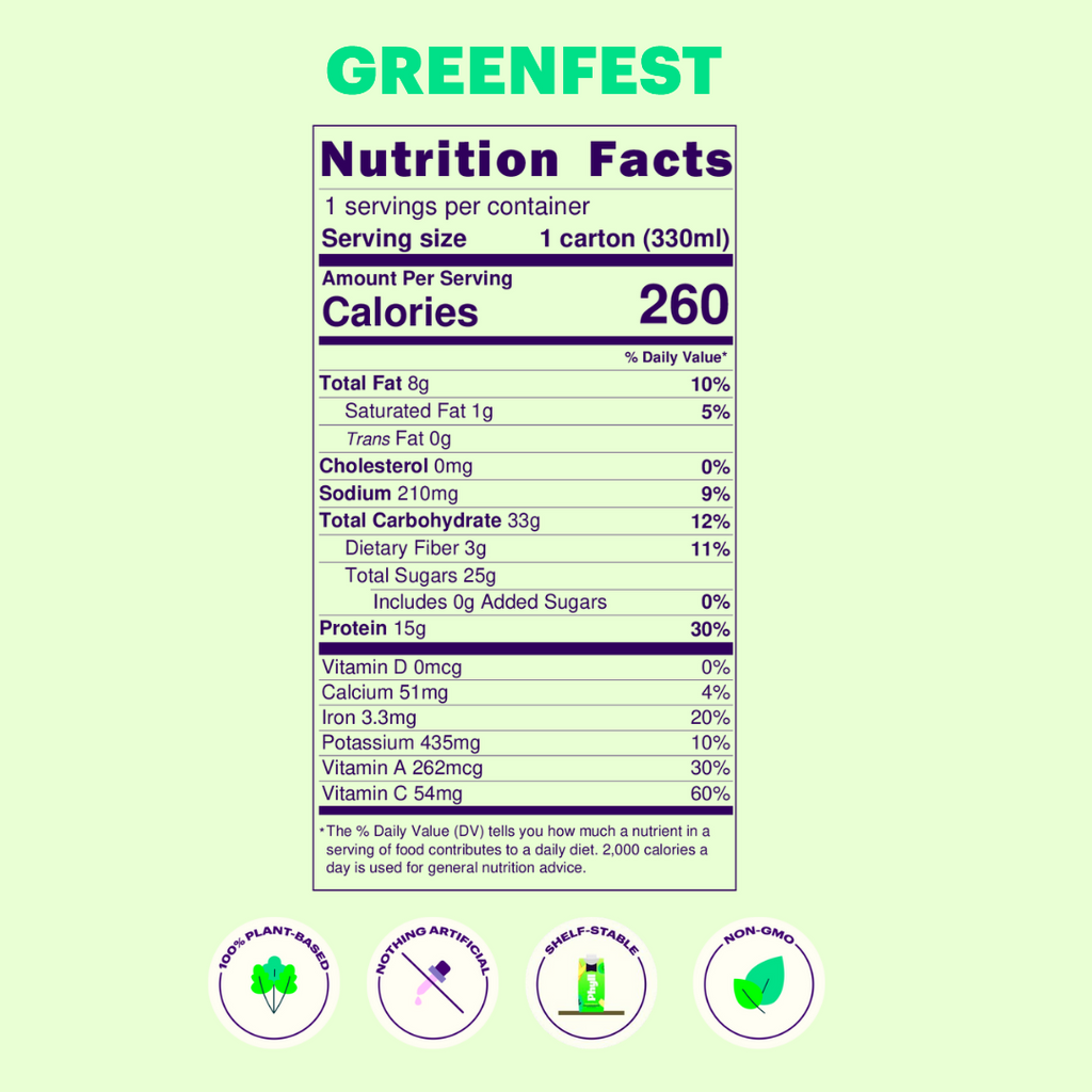 Phyll Shelf Stable Smoothie Greenfest Nutrition Facts - Add to your Oh Goodie snack box today