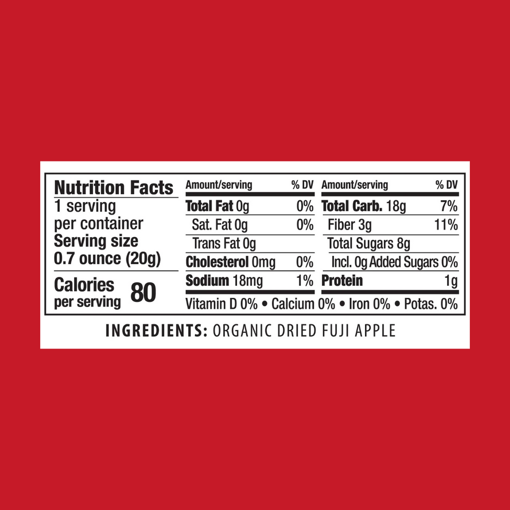 Sigona Fruit For Thought Organic Dried Fuji Apple Nutrition facts - add to your oh goodie snack box today