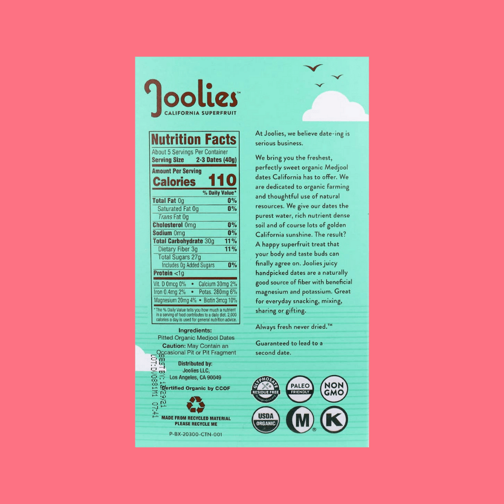 Joolie's Three Dates in a Box Nutrition Facts - add to your Oh Goodie! snack box