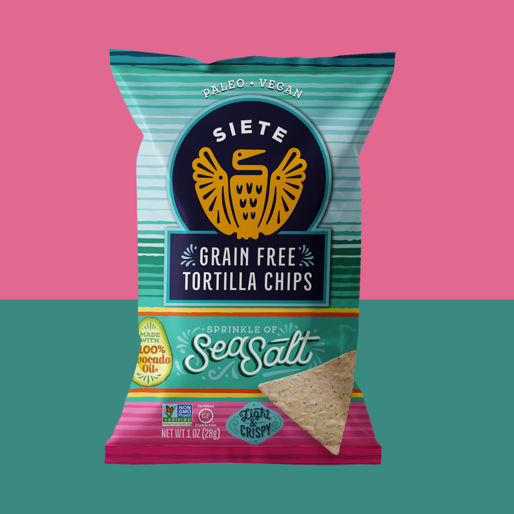 Siete Grain Free Tortilla Chips Sea Salt - add to your Oh Goodie! snack box
