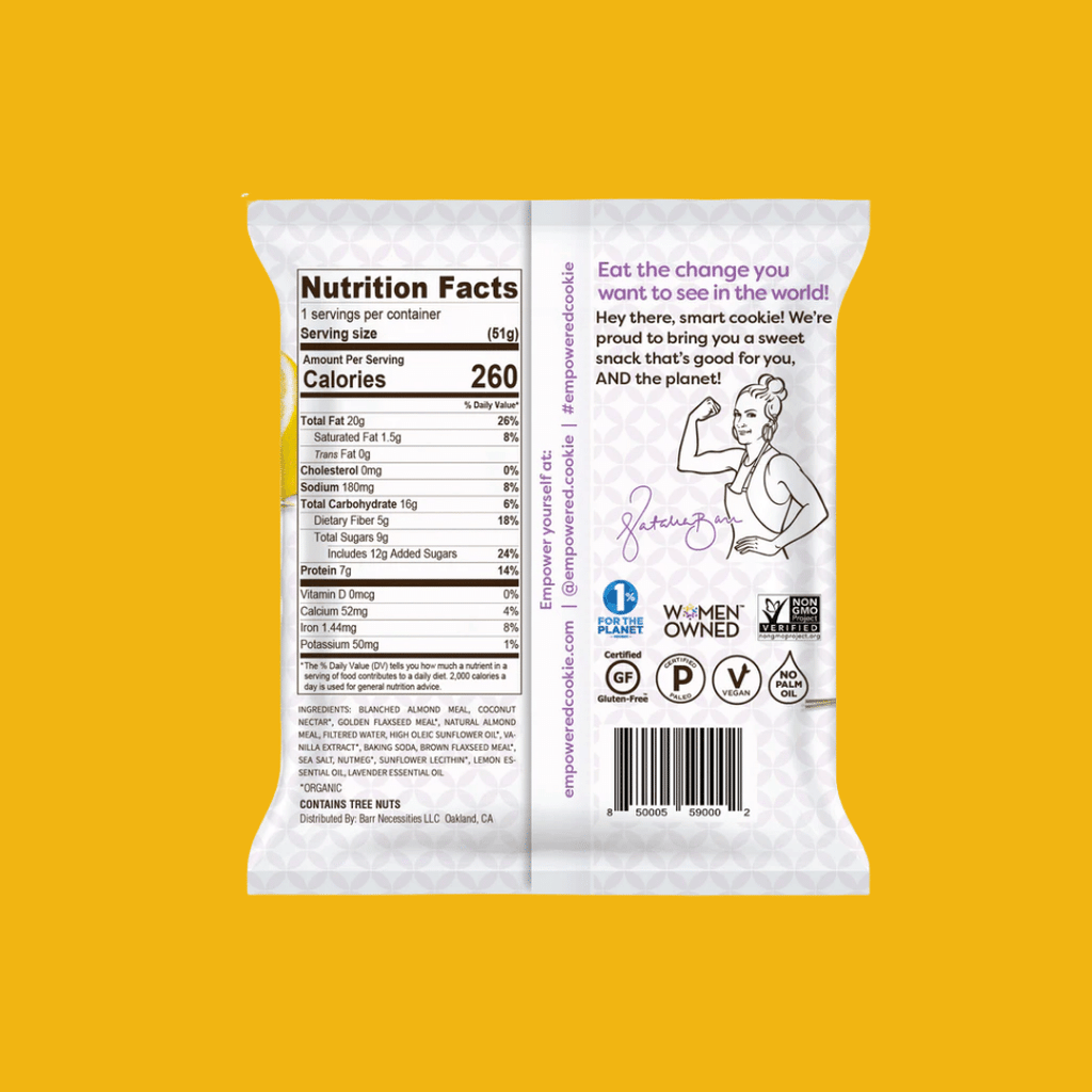 The Empowered Cookie Lemon Lavender Poppy Seed nutrition facts - add to your Oh Goodie! snack box