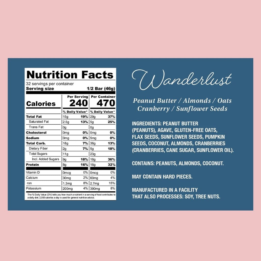 Protein Puck Wanderlust - nutritional information and ingredients - add to your Oh Goodie! snack box