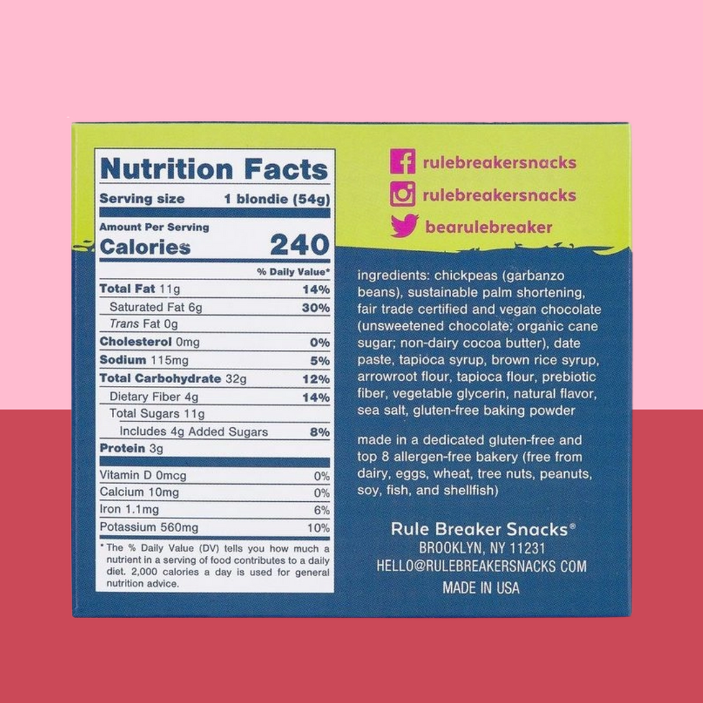Oh Goodie Snack Box | Rule Breaker Chocolate Chunk Blondie Nutrition Facts and Ingredients