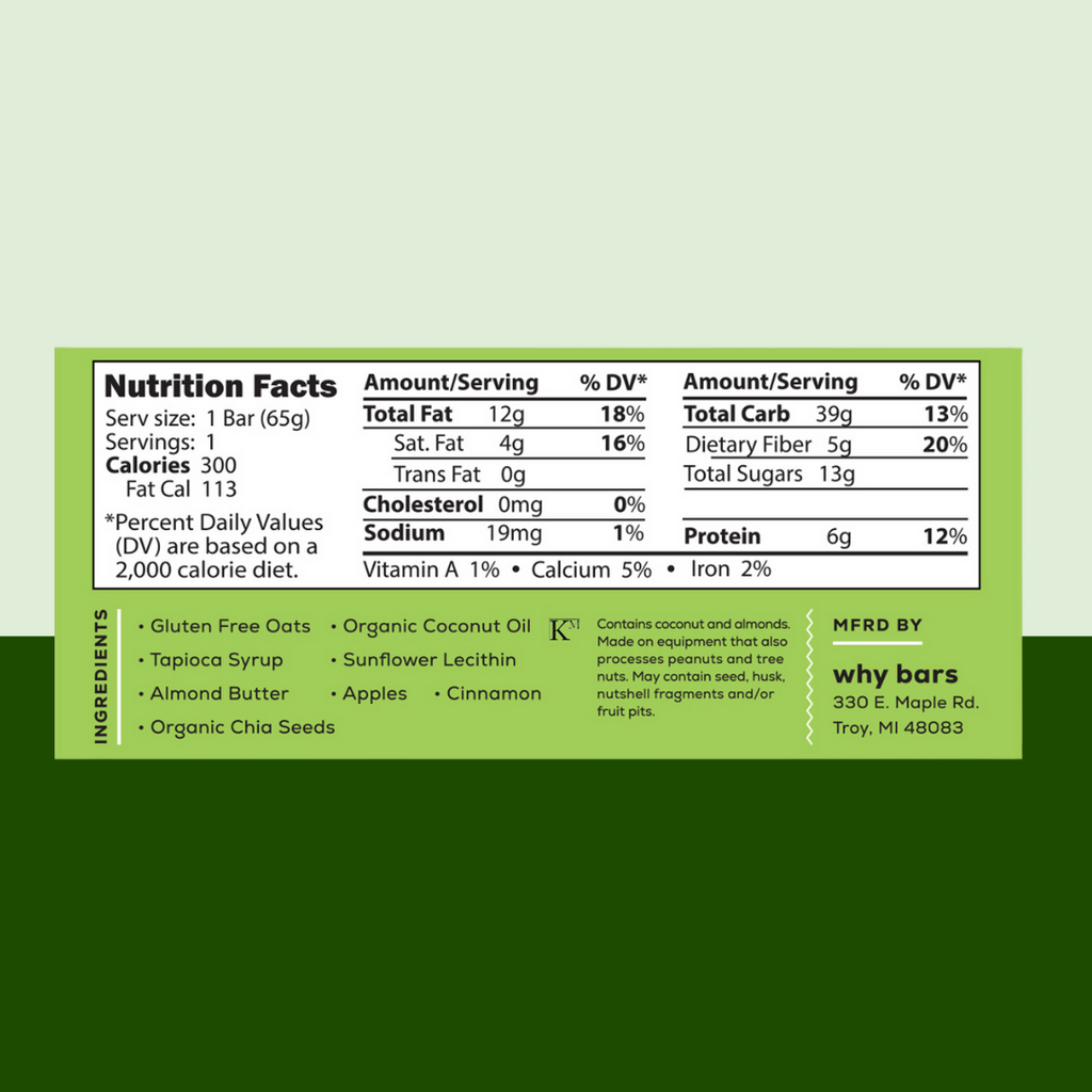 Why Bars Apple Almond nutritional information and ingredients